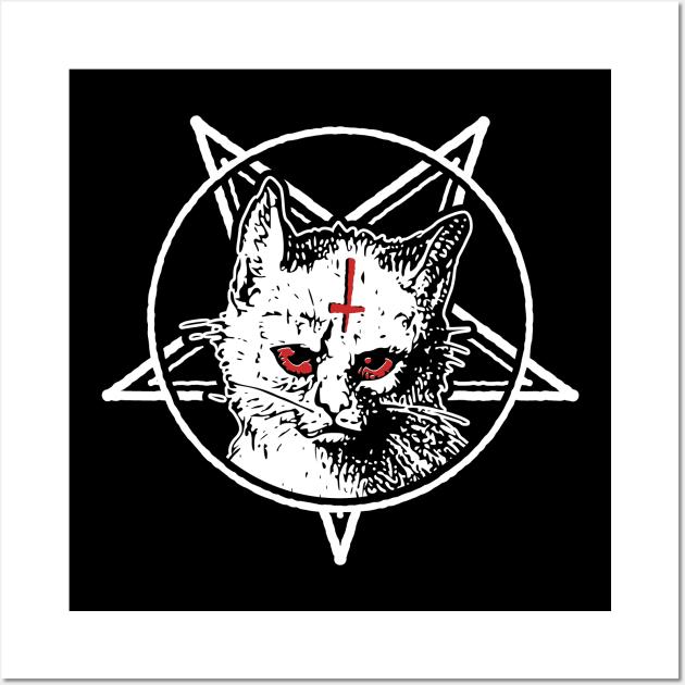 Dark Goth Satanic Cat Wall Art by Huhnerdieb Apparel